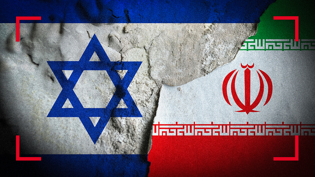 Murale con bandiere Israele e Iran