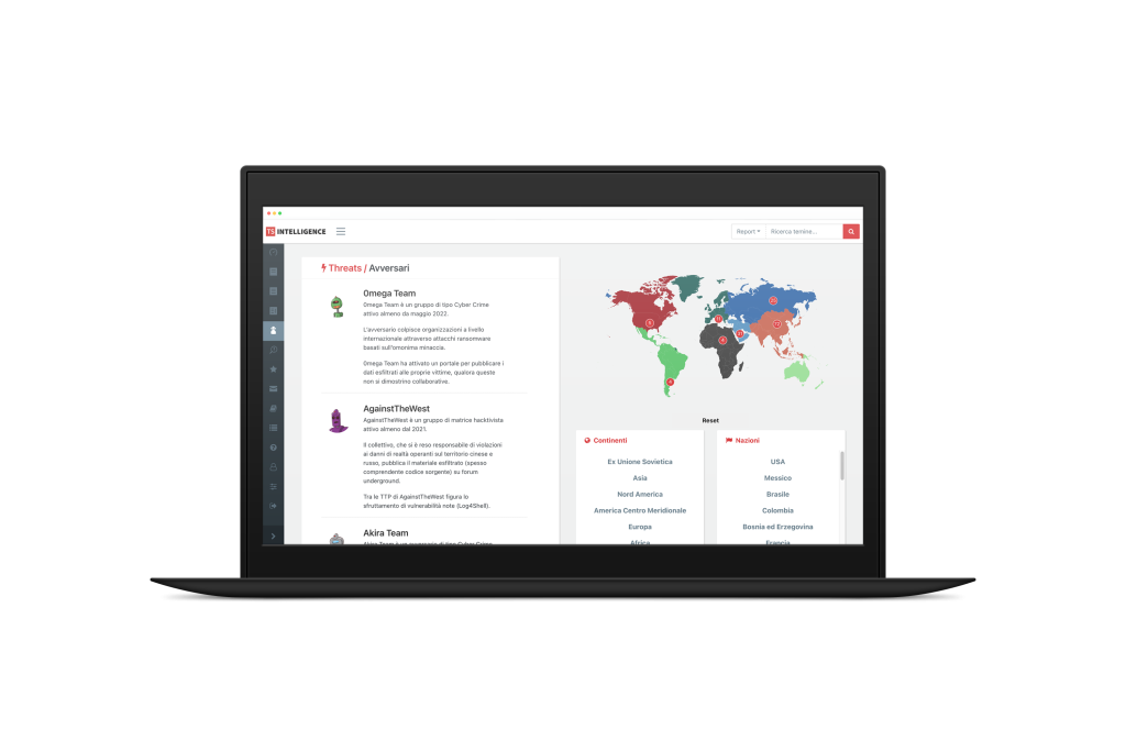 Laptop con una schermata della dashboard di TS-Intelligence